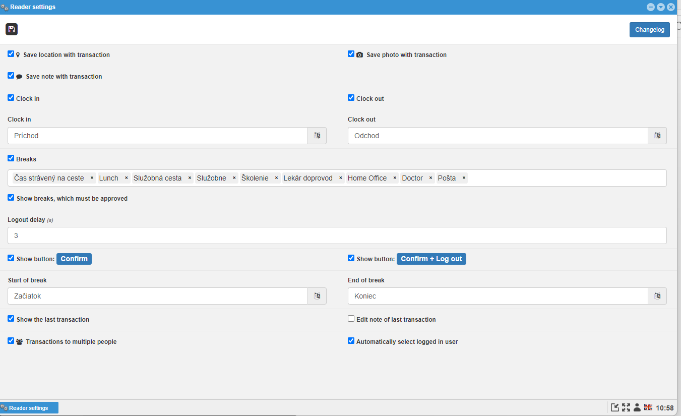 webReader settings