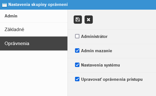Oprávnenie admin