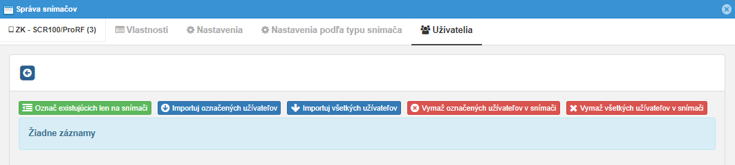 Práca so vzorkami užívateľov v snímači