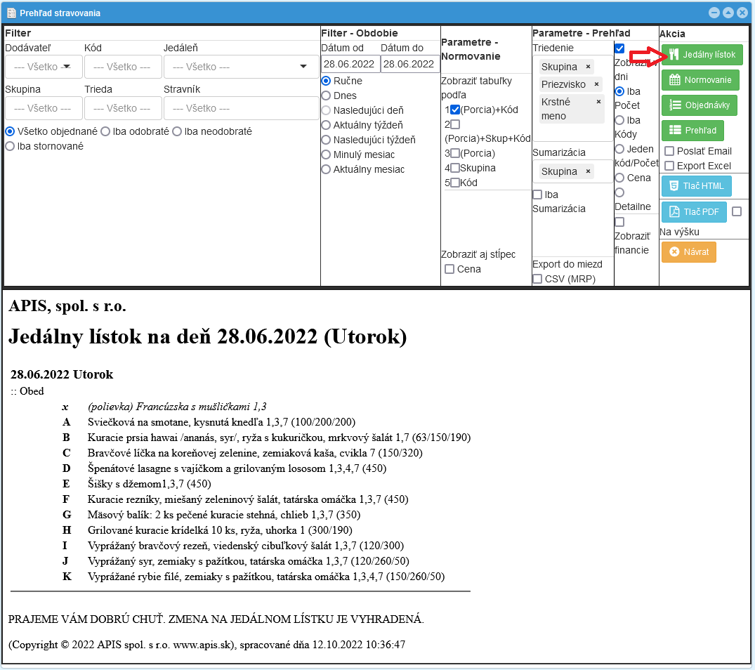 Modul webApetit