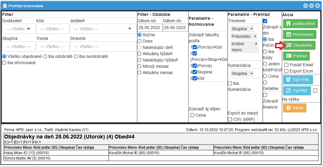 Modul webApetit