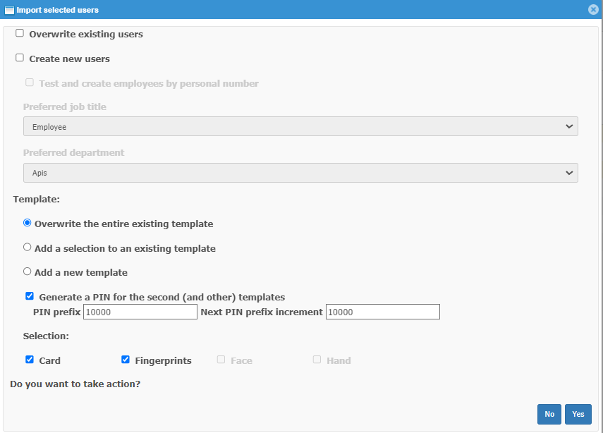 Importing users from the reader