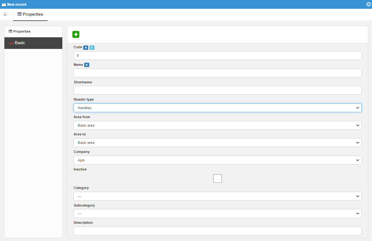 Creating a new record in reader management