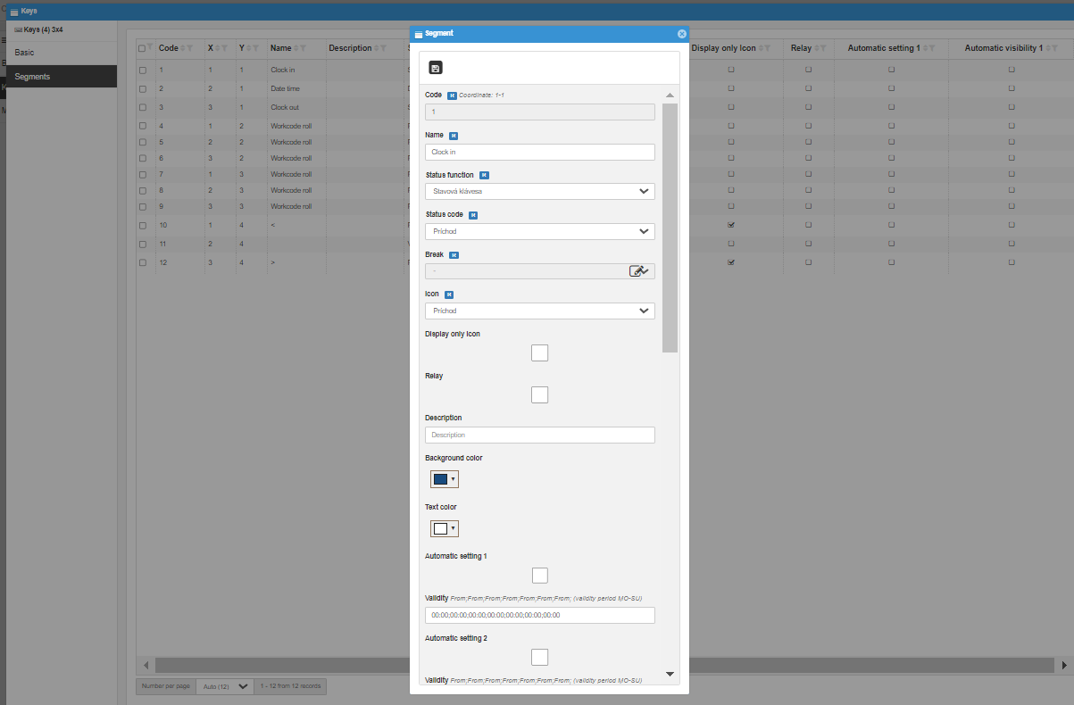 Key settings