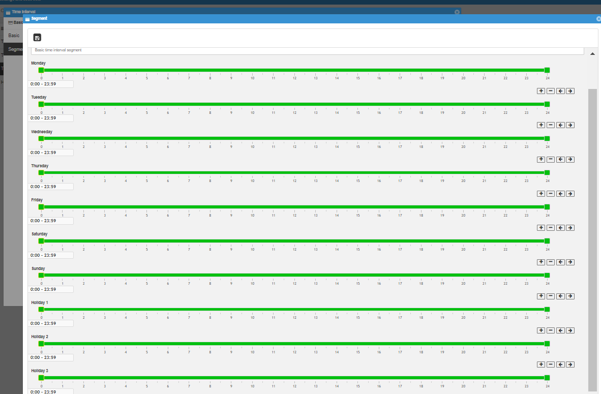 Time interval settings