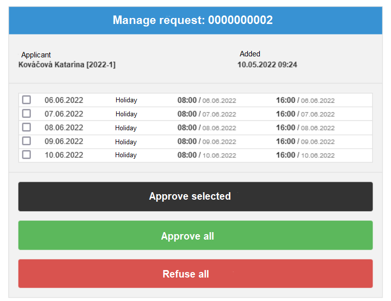 Manage request