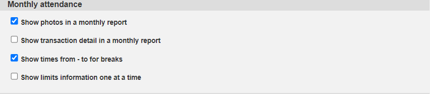 Monthly attendance